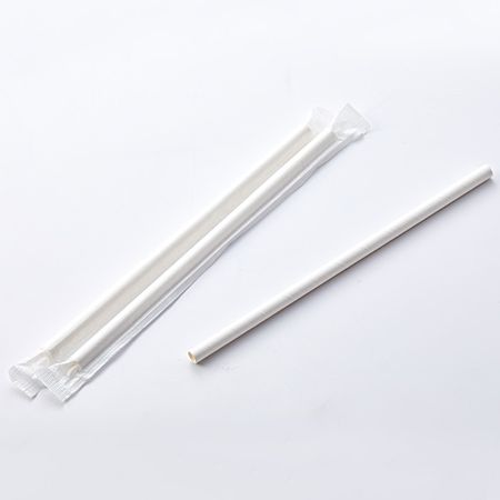 Paper Straw 8 x 220mm  (White color)