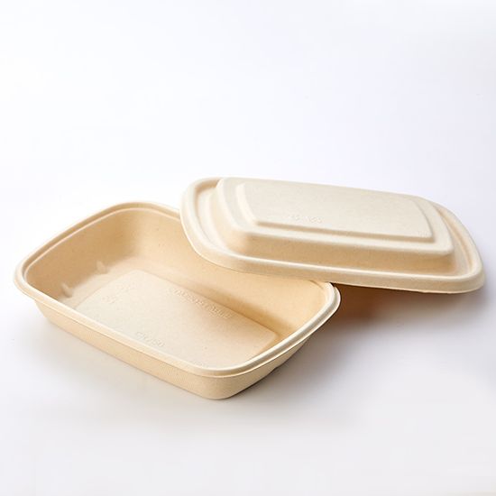 24OZ Rectangular Pulp Food Box With Lid