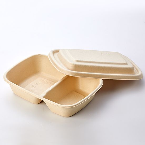 30OZ 2-Comp Rectangular Pulp Food Box With Lid