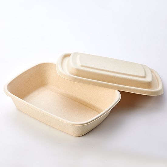 32OZ Rectangular Pulp Food Box With Lid