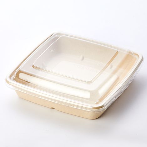 32OZ 1-Comp Square Pulp Food Box With Lid