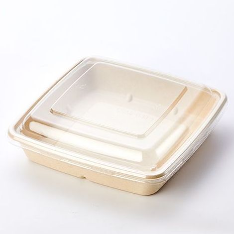 48OZ 1-Comp Square Pulp Food Box With Lid