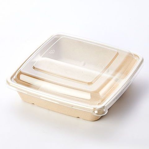 48OZ Square Pulp Food Bowl With Clear PET Lid